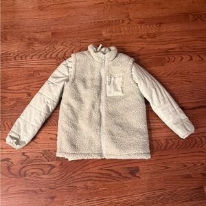 Lands' End Girls Puffer Jacket - Sherpa Vest 2-in-1 set.